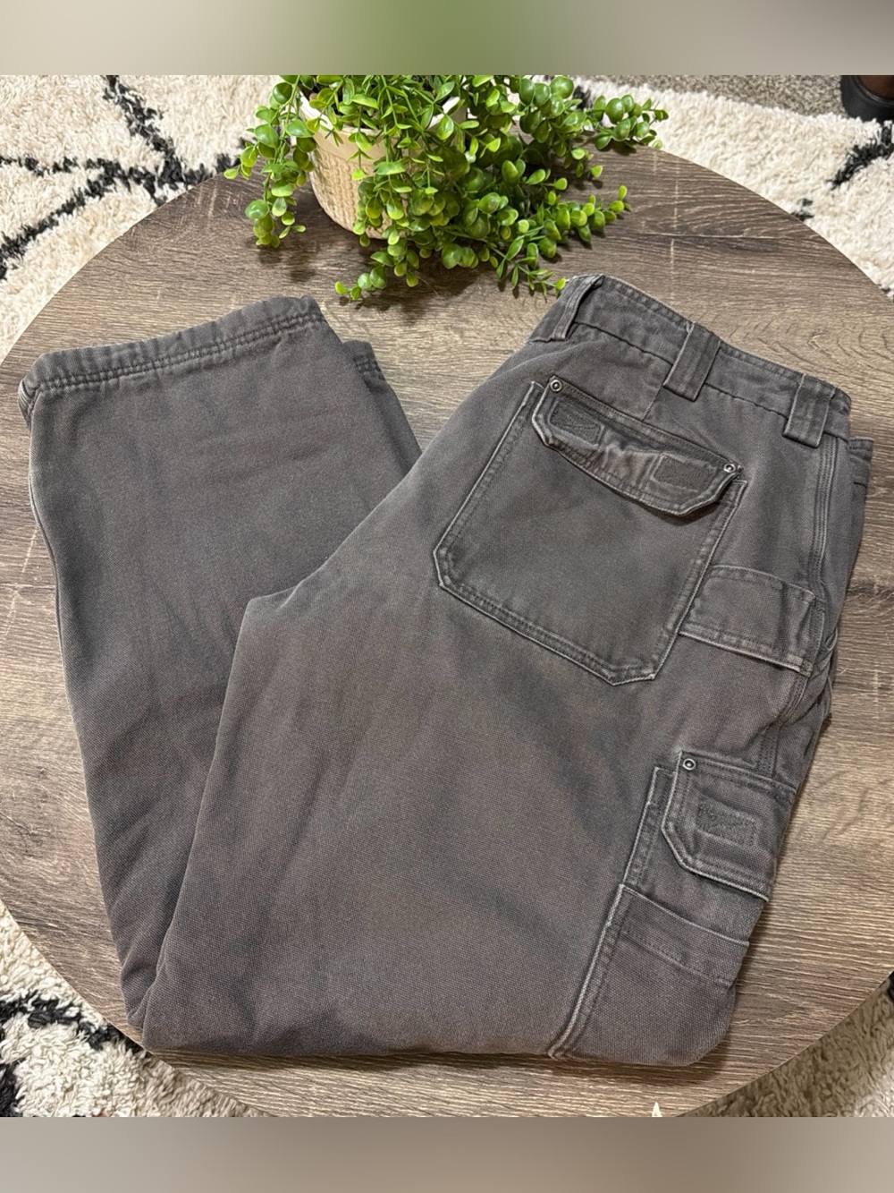 Duluth Trading Co Cargo  Mens 40x32 Dark Gray Fleece Lined Workwear Pants